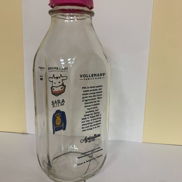 BOTTLE - 32oz VOLLMANS FARMS glass milk bottle LIMITED ED A2A2, TEXAS FFA logo - Picture 5 of 9